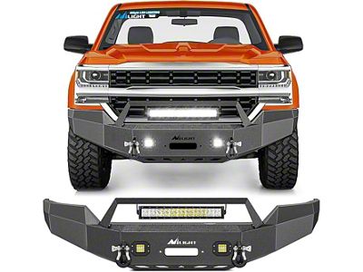 Off-Road Front Bumper with LED Lighting; Textuted Black (16-18 Silverado 1500)