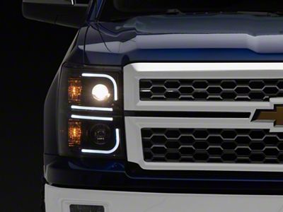 OLED Halo Projector Headlights; Black Housing; Smoked Lens (14-15 Silverado 1500)