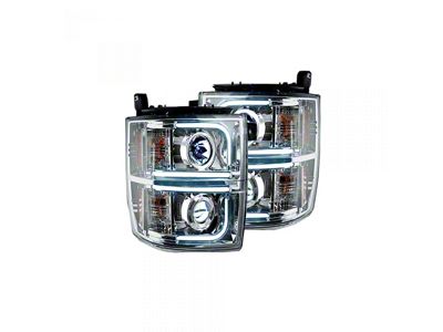 OLED Halo Projector Headlights; Chrome Housing; Clear Lens (14-15 Silverado 1500)