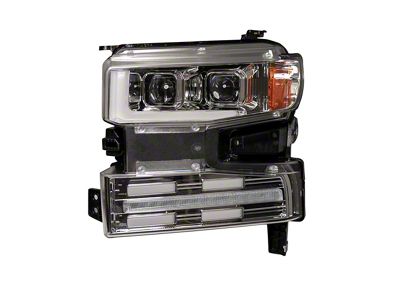 OLED Halo Projector Headlights; Chrome Housing; Clear Lens (19-21 Silverado 1500 w/ Factory Halogen Headlights)