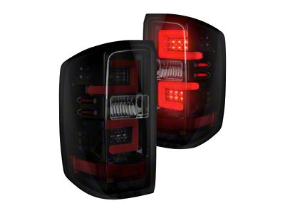 OLED Tail Lights; Black Housing; Dark Red Smoked Lens (16-18 Silverado 1500 w/ Factory LED Tail Lights)