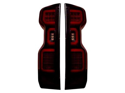 OLED Tail Lights; Black Housing; Red Smoked Lens (19-23 Silverado 1500 w/ Factory Halogen Tail Lights)