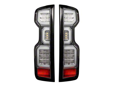 OLED Tail Lights; Chrome Housing; Clear Lens (19-23 Silverado 1500 w/ Factory Halogen Tail Lights)