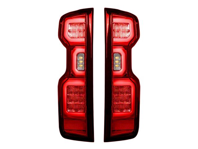 OLED Tail Lights; Chrome Housing; Red Lens (19-23 Silverado 1500 w/ Factory Halogen Tail Lights)