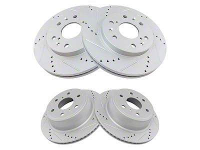 Performance Drilled and Slotted 6-Lug Rotors; Front and Rear (07-18 Silverado 1500)