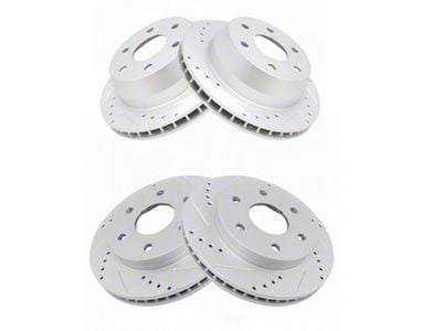 Performance Drilled and Slotted 6-Lug Rotors; Front and Rear (02-06 Silverado 1500 w/ Dual Piston Rear Calipers)