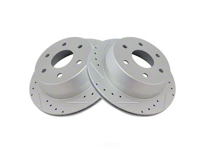 Performance Drilled and Slotted 6-Lug Rotors; Rear Pair (99-02 Silverado 1500 w/ Single Piston Rear Calipers)