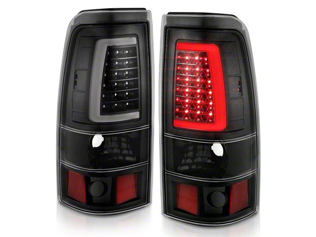 Plank Style LED Tail Lights; Black Housing; Clear Lens (03-06 Silverado 1500 Fleetside)