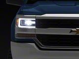 Plank Style Projector Headlights; Chrome Housing; Clear Lens (16-18 Silverado 1500 w/ Factory HID Headlights)