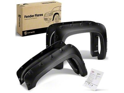 Pocket Rivet Style Fender Flares; Black (07-13 Silverado 1500 w/ 6.50-Foot Standard & 8-Foot Long Box)