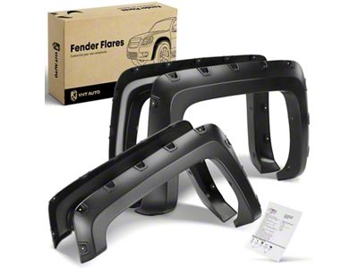 Pocket Rivet Style Fender Flares; Black (14-18 Silverado 1500 w/ 6.50-Foot Standard & 8-Foot Long Box)