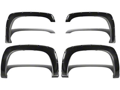 Pocket Rivet Style Fender Flares; Gloss Black (02-06 Silverado 1500 Fleetside)