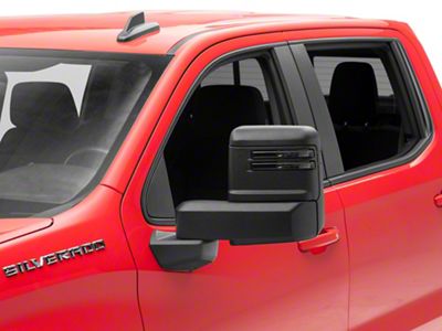 Powered Heated Manual Extendable Towing Mirrors with Smoked LED Turn Signals; Black (19-25 Silverado 1500)
