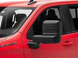 Powered Heated Manual Extendable Towing Mirrors with Clear LED Turn Signals; Black (19-26 Silverado 1500)