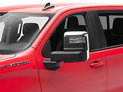 Powered Heated Manual Extendable Towing Mirrors with Clear LED Turn Signals; Chrome (19-26 Silverado 1500)