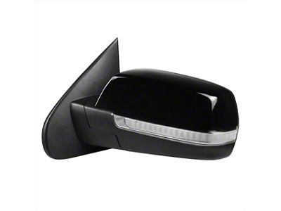 Powered Heated Manual Fold Mirror with LED Turn Signal; Driver Side; Gloss Black (14-18 Silverado 1500)
