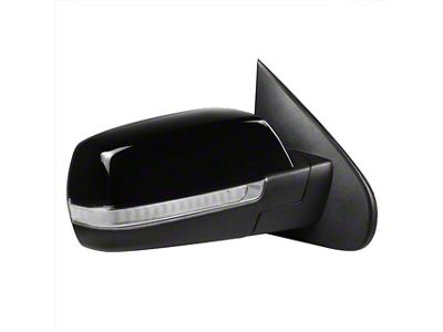 Powered Heated Manual Fold Mirror with LED Turn Signal; Passenger Side; Gloss Black (14-18 Silverado 1500)