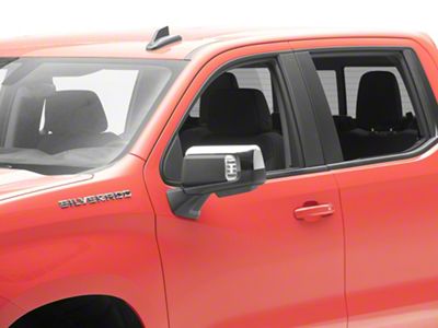 Powered Heated Manual Fold Mirror with BSD, Puddle Light and Auxiliary Light; Chrome; Driver Side (19-25 Silverado 1500)