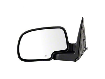 Powered Heated Manual Folding Mirror; Flat Black; Driver Side (03-06 Silverado 1500)