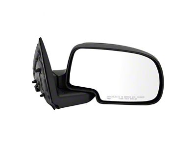 Powered Heated Manual Folding Mirror; Flat Black; Passenger Side (03-06 Silverado 1500)