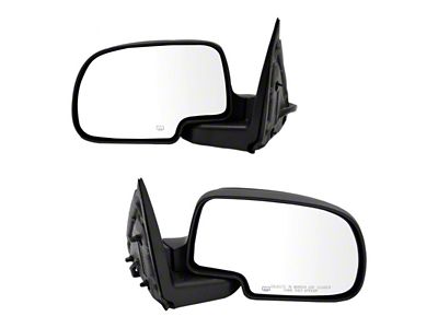 Powered Heated Manual Folding Mirrors; Flat Black (03-06 Silverado 1500)