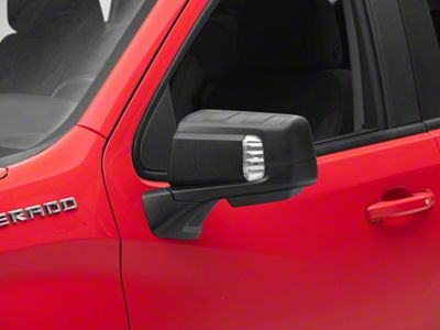 Powered Heated Memory Power Folding Mirror with Blind Spot Detection and Puddle Light; Textured Black; Driver Side (19-24 Silverado 1500)