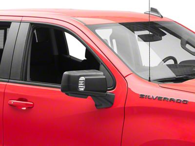 Powered Heated Memory Power Folding Mirror with Blind Spot Detection, Puddle Light and Temperature Sensor; Textured Black; Passenger Side (19-25 Silverado 1500)
