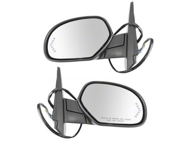 Powered Heated Memory Side Mirrors; Textured Black (07-08 Silverado 1500)