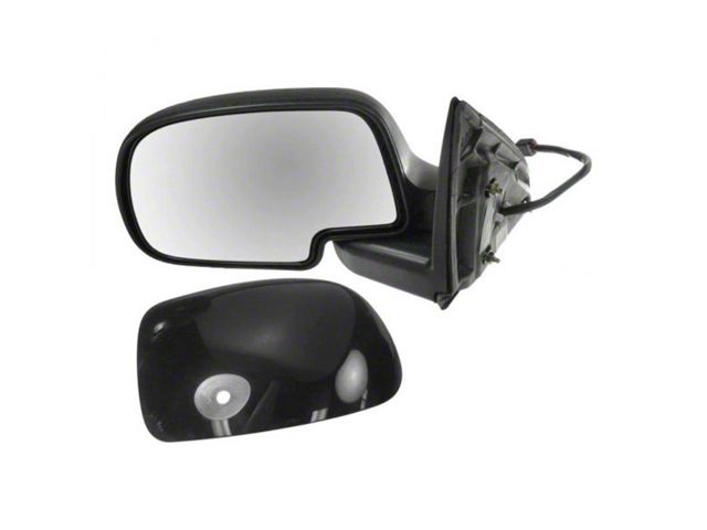 Powered Heated Mirror with Puddle Light; Gloss Black; Driver Side (03-06 Silverado 1500)
