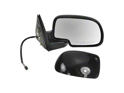 Powered Heated Mirror with Puddle Light; Gloss Black; Passenger Side (03-06 Silverado 1500)