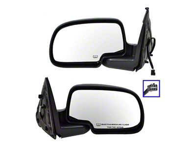 Powered Heated Mirrors; Flat Black (99-02 Silverado 1500)