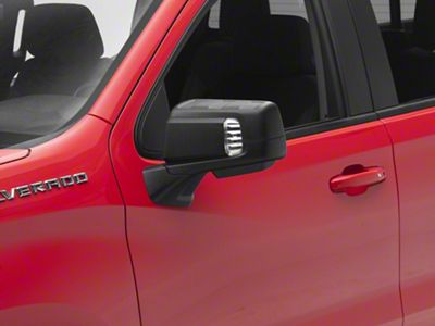 Powered Heated Memory Power Folding Mirrors with Puddle Lights, Spotter Glass and Temperature Sensor; Textured Black (19-24 Silverado 1500)