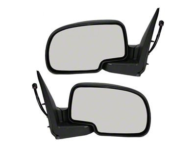 Powered Heated Mirrors with Puddle Lights; Flat Black (03-06 Silverado 1500)