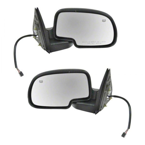 Silverado 1500 Powered Heated Mirrors with Puddle Lights; Gloss Black