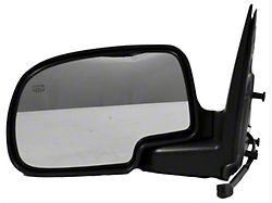 Replacement Powered Heated Non-Foldaway Side Mirror; Driver Side; Gloss Black Cap (99-02 Silverado 1500)