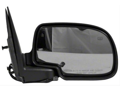 Replacement Powered Heated Non-Foldaway Side Mirror; Passenger Side; Gloss Black Cap (99-02 Silverado 1500)
