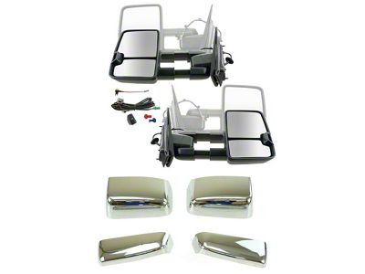 Powered Heated Power Folding Towing Mirrors with Black and Chrome Caps (14-18 Silverado 1500)