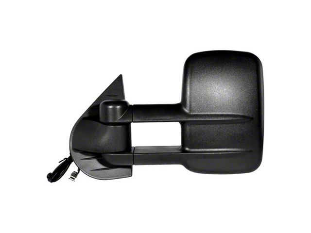 Powered Heated Towing Mirror; Textured Black; Driver Side (07-13 Silverado 1500)