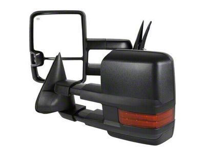 Powered Heated Towing Mirrors with Amber LED Turn Signals; Black (03-06 Silverado 1500)
