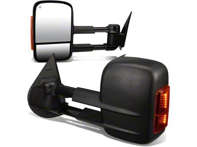 Powered Heated Towing Mirrors with Amber Turn Signals; Black (07-12 Silverado 1500)