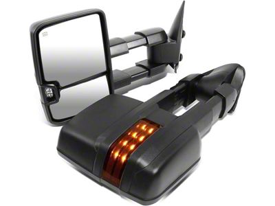 Powered Heated Towing Mirrors with Amber Turn Signals; Black (99-06 Silverado 1500)