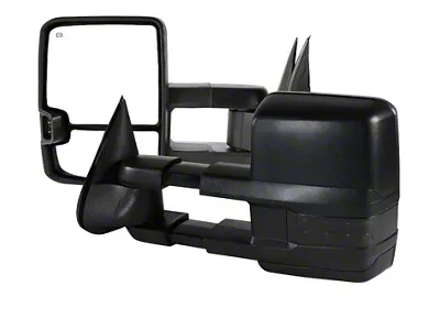 Powered Heated Towing Mirrors with Smoked LED Turn Signals; Black (99-02 Silverado 1500)