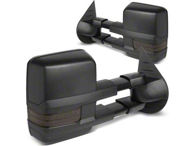 Powered Heated Towing Mirrors with Smoked LED Turn Signals; Black (07-13 Silverado 1500)