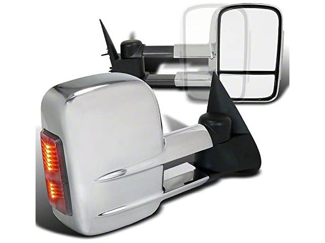 Powered Heated Towing Mirrors with Smoked LED Turn Signals; Chrome (03-06 Silverado 1500)