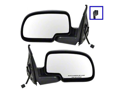 Powered Mirrors; Flat Black (99-02 Silverado 1500)