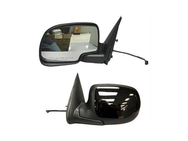 Replacement Powered Non-Heated Foldaway Side Mirror; Driver Side; Gloss Black Cap (99-02 Silverado 1500)