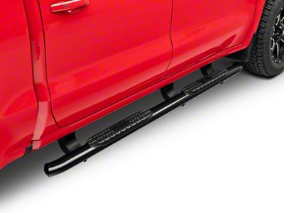 Pro Traxx 4-Inch Oval Side Step Bars; Black (19-25 Silverado 1500 Crew Cab)