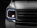 LED C-Bar Projector Headlights; Jet Black Housing; Clear Lens (07-13 Silverado 1500)