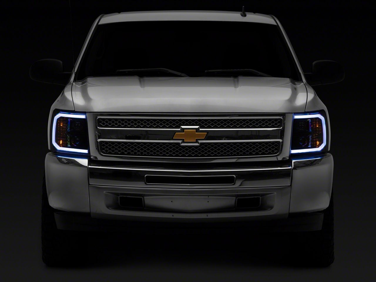 Smoked Headlight + Clear Bumper + Black LED Tail Light Set For 2003-2007 Chevy Silverado