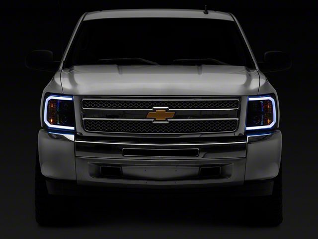 Smoked Headlight + Clear Bumper + Black LED Tail Light Set For 2003-2007 Chevy Silverado